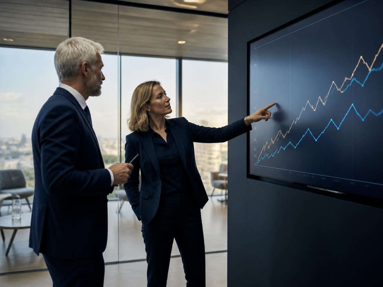 Rapid Neuron consultants reviewing B2B SaaS pipeline and revenue performance with a leadership team